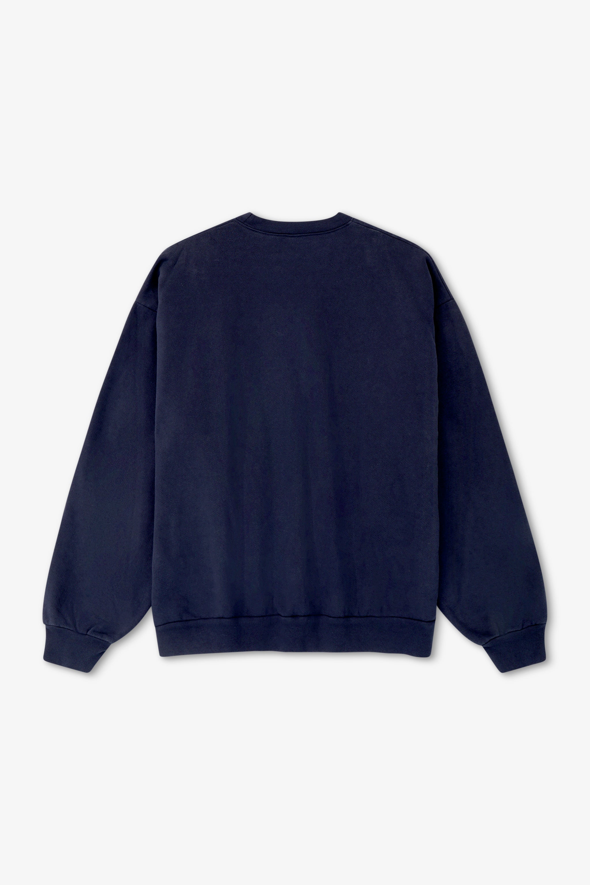 Navy blue sweatshirt on a light gray background