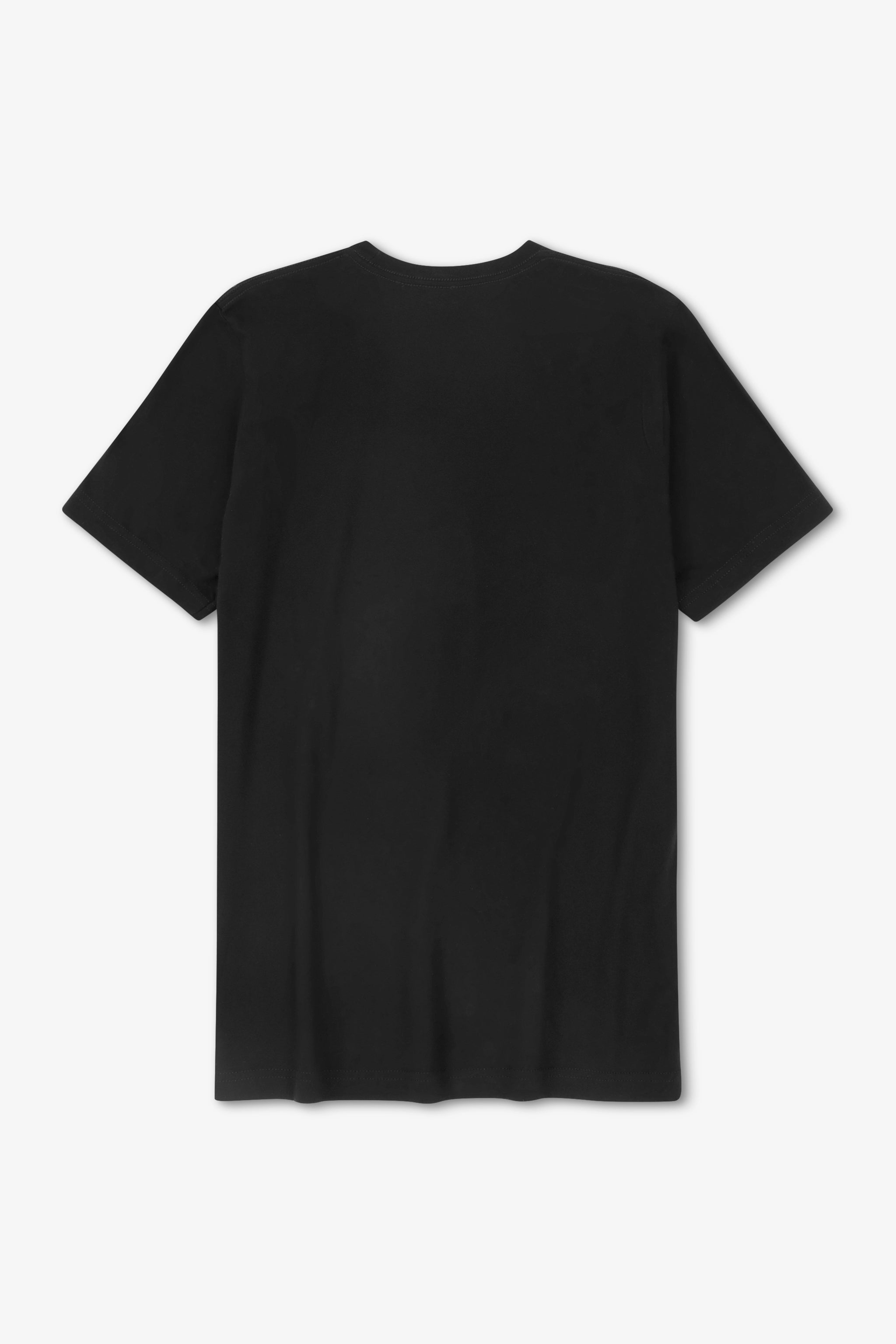 Black t-shirt on a white background