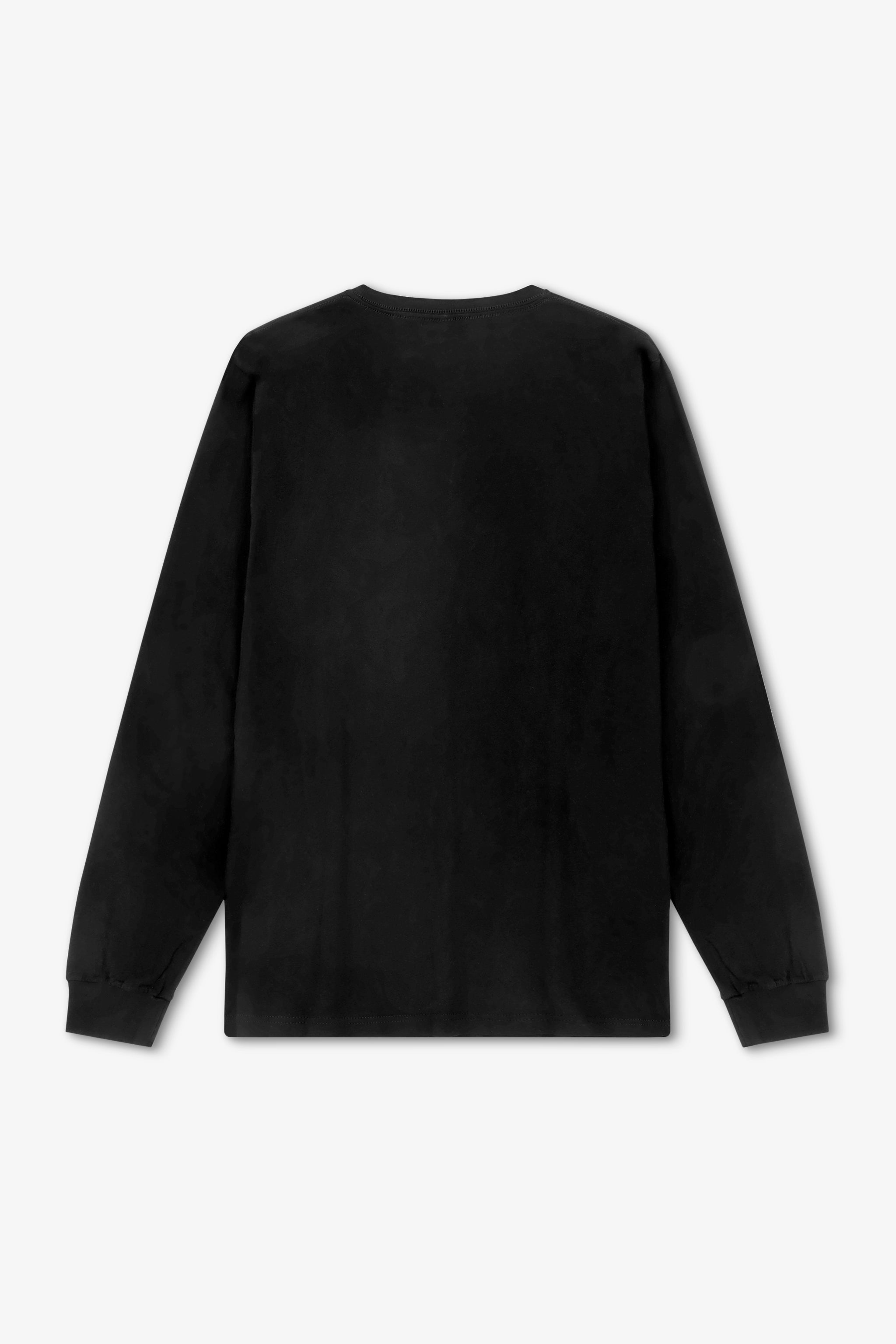 Black long-sleeve shirt on a white background