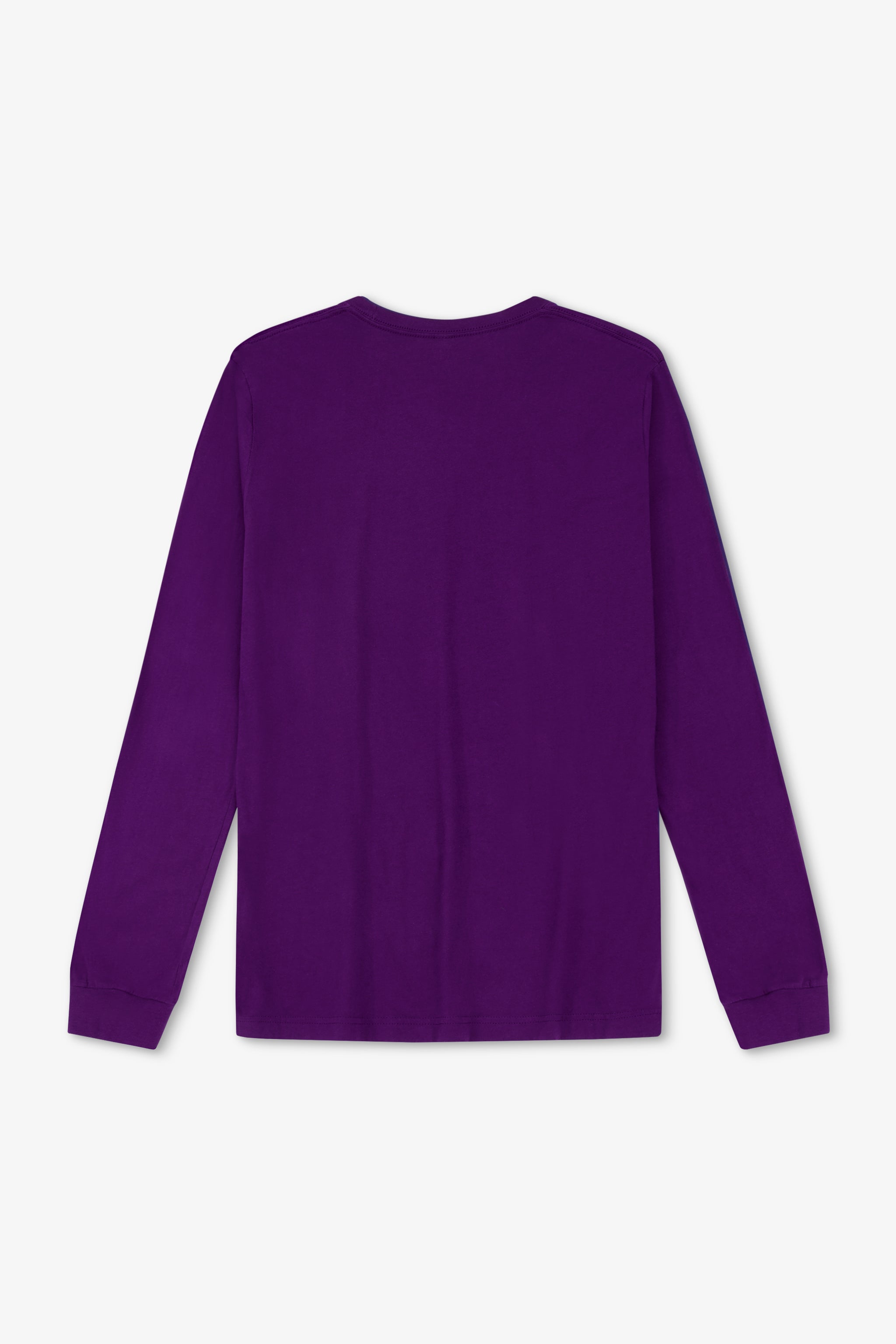 Purple long-sleeve shirt on a light gray background