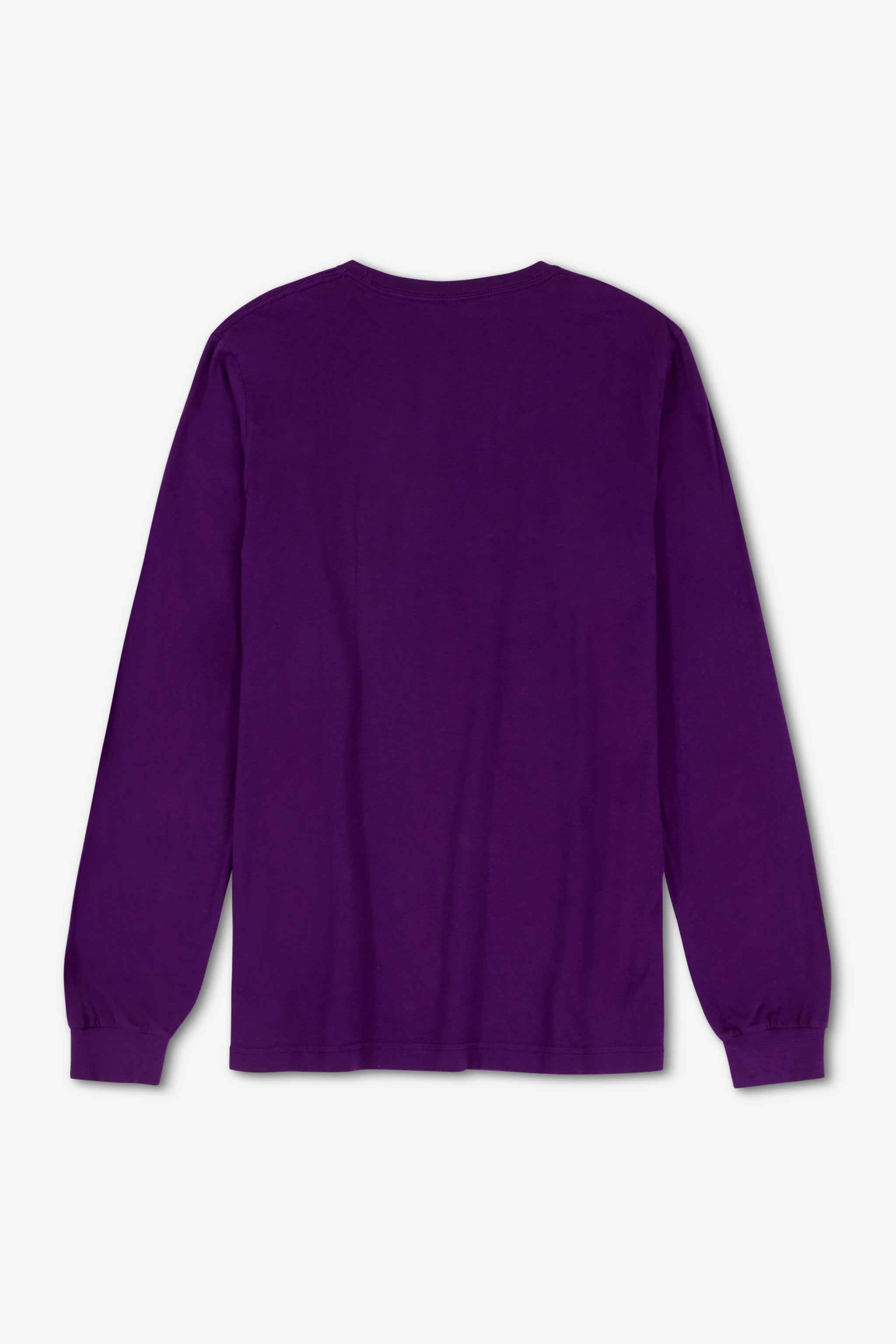 Purple long-sleeve shirt on a light gray background
