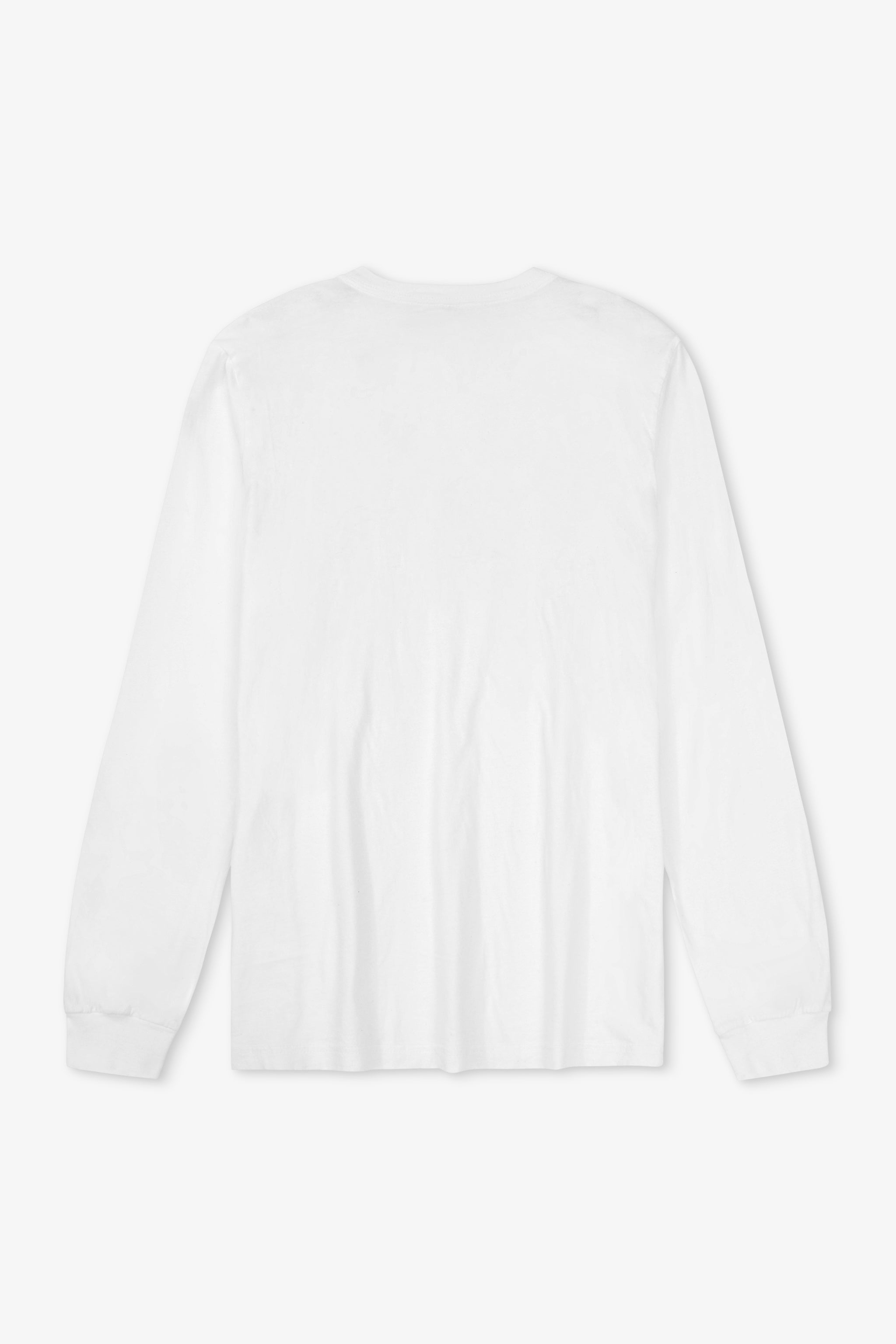 White long-sleeve shirt on a light gray background