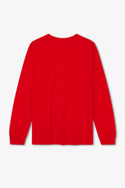 Red long-sleeve shirt on a white background