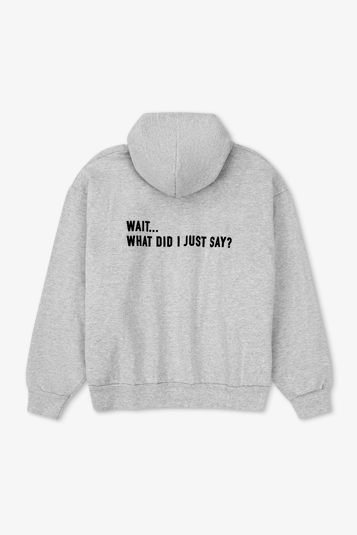 Gray hoodie with text on the back on a white background