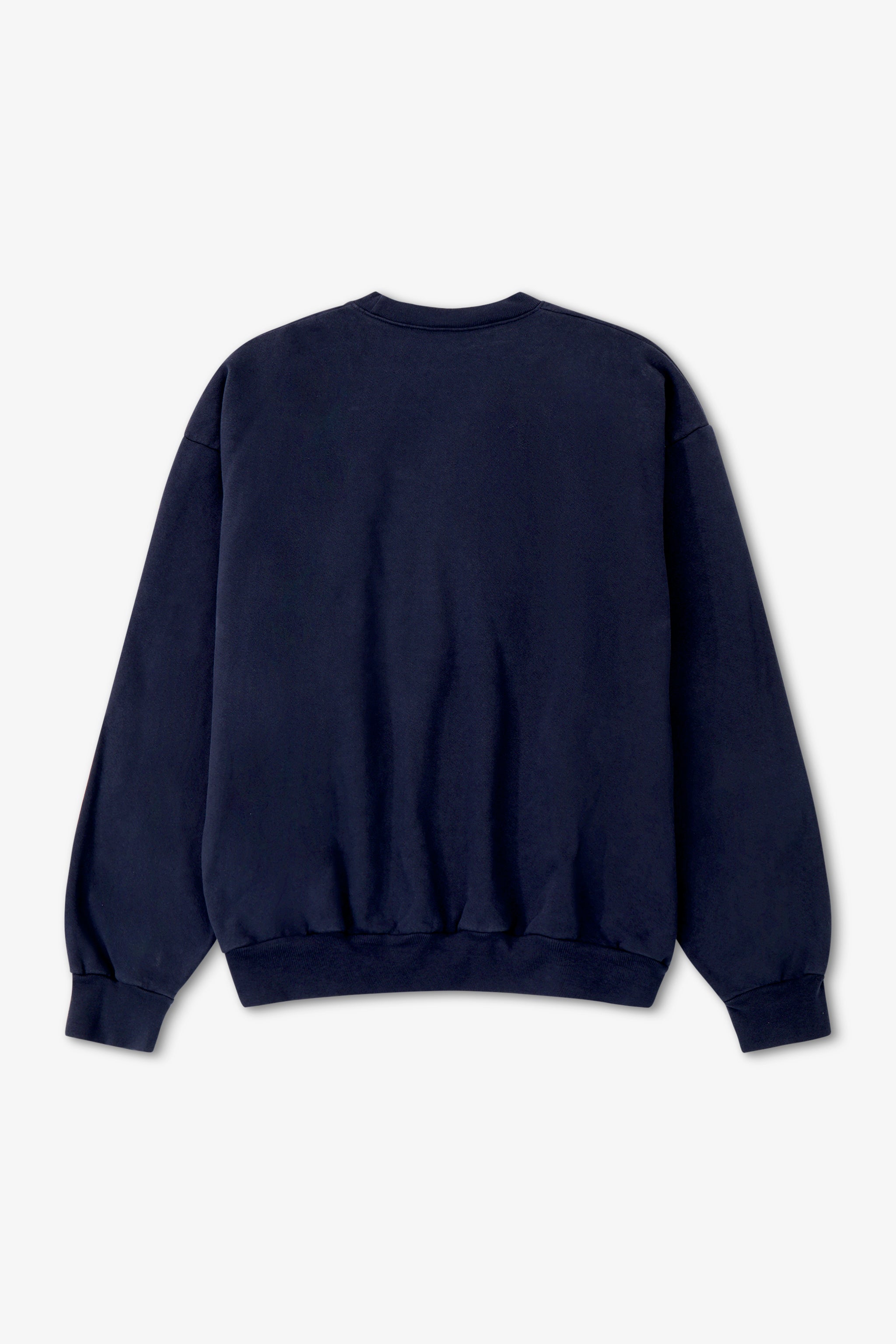 Navy blue sweatshirt on a light gray background