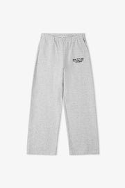 Gray sweatpants with text on a white background
