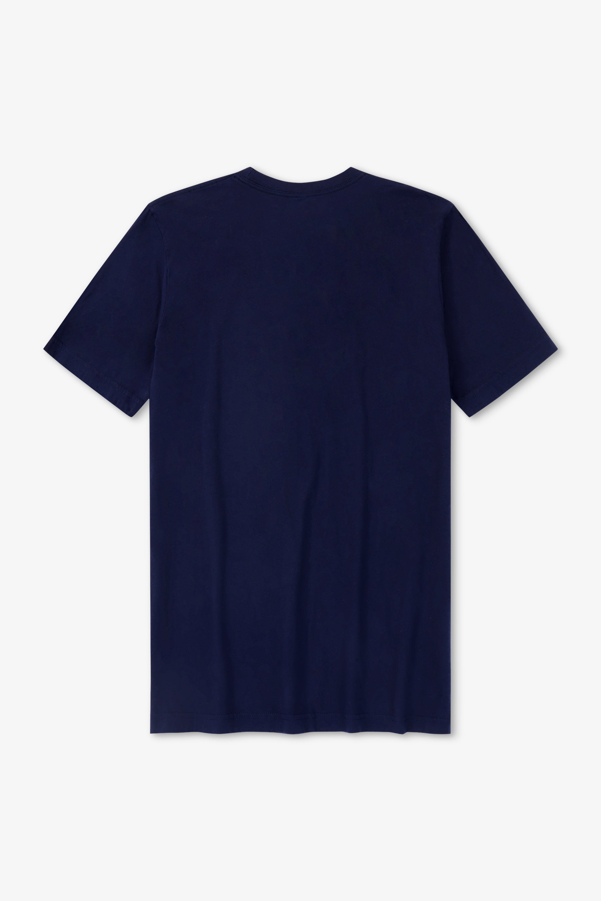 Navy blue t-shirt on a white background