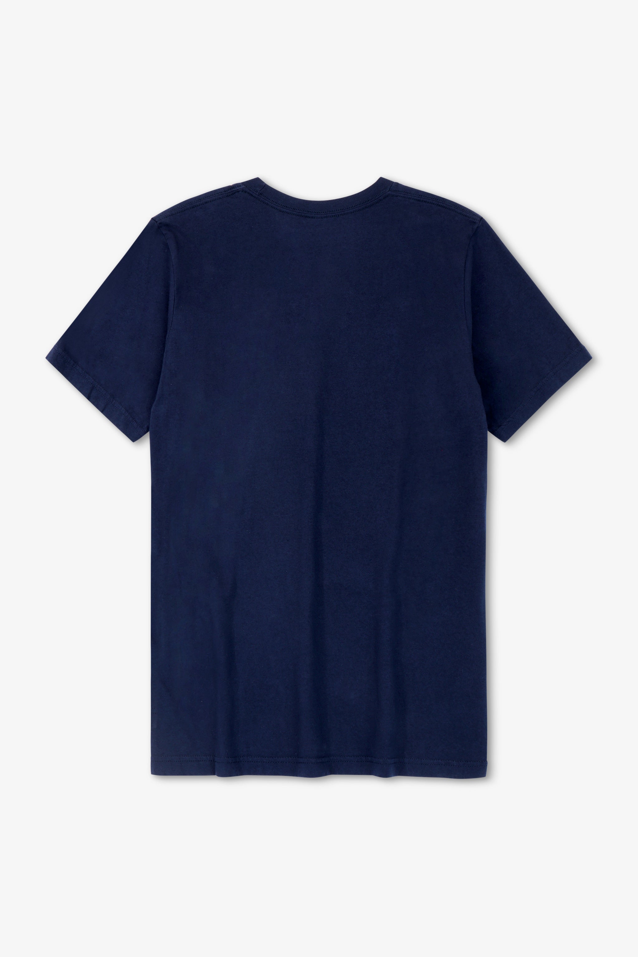 Navy blue t-shirt on a white background