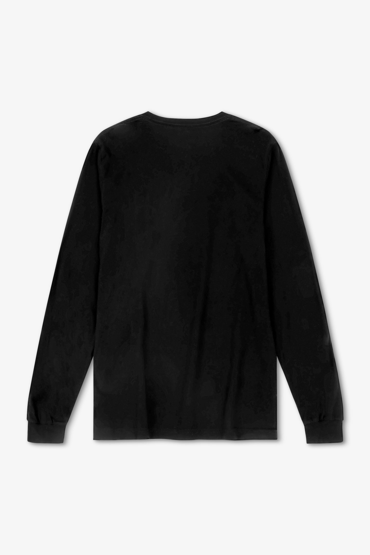 Black long-sleeve shirt on a light gray background