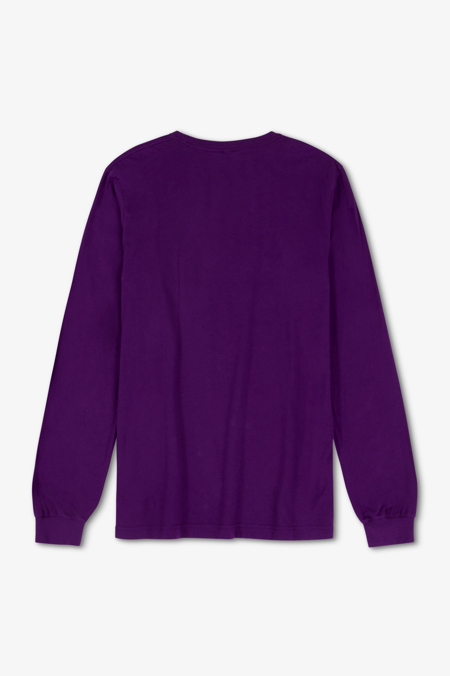 Purple long-sleeve shirt on a light gray background