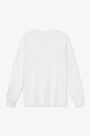 White long-sleeve shirt on a light gray background