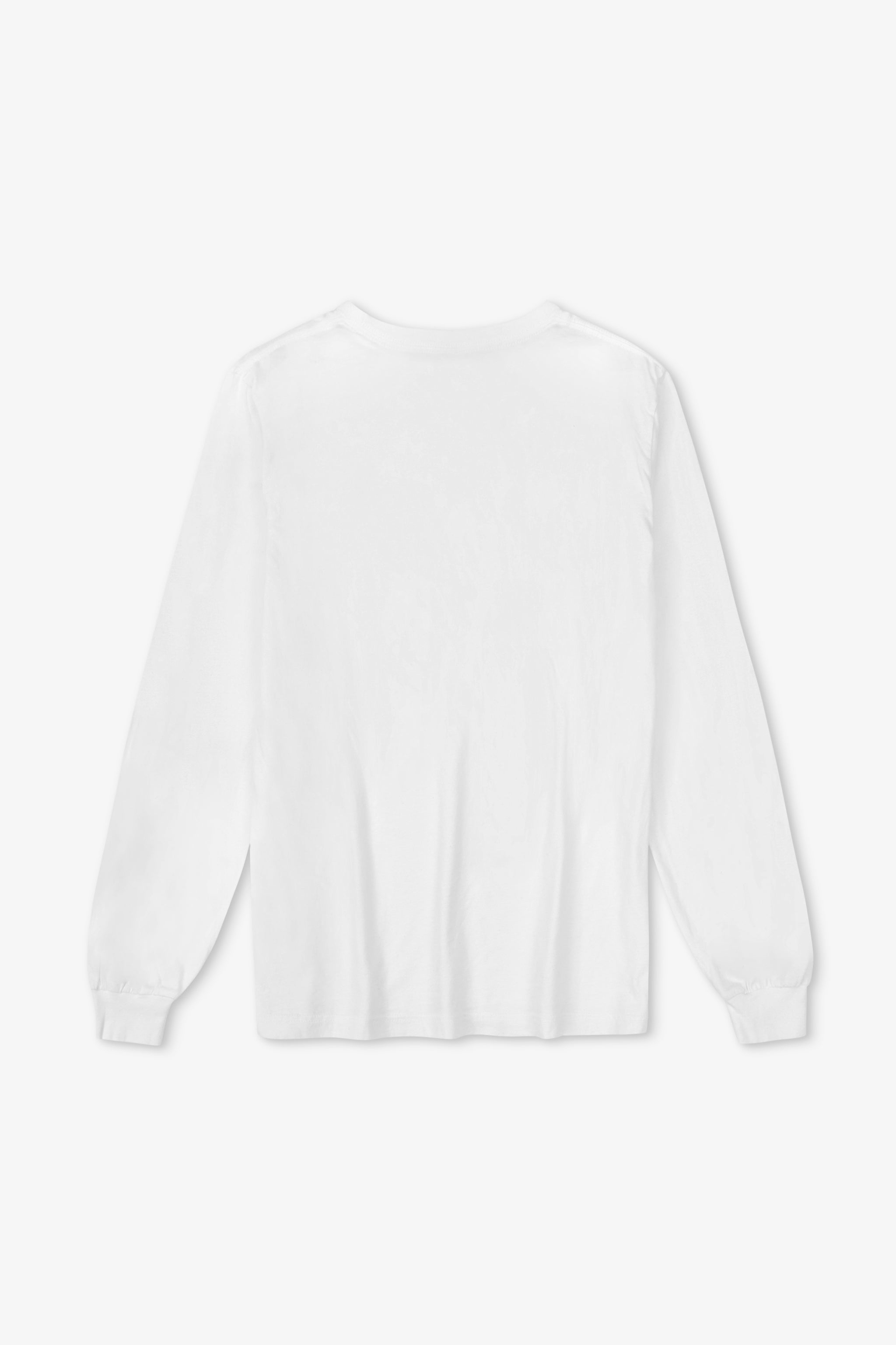 White long-sleeve shirt on a light gray background